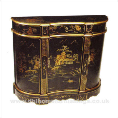 black french chinoiserie curved hall cabinet