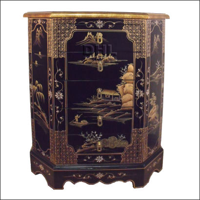 black french chinoiserie 5 drawer hall cabinet front view
