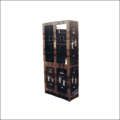 black oriental mother of pearl curio display cabinet