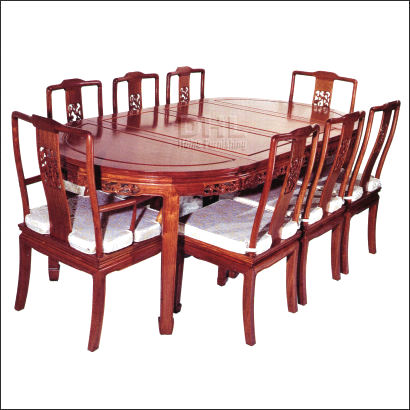 chinese rosewood furniture oval dining table bird and flower design