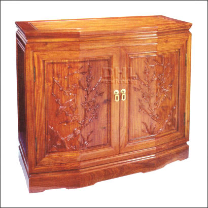 chinese rosewood furniture hall cabinet bird and flower design