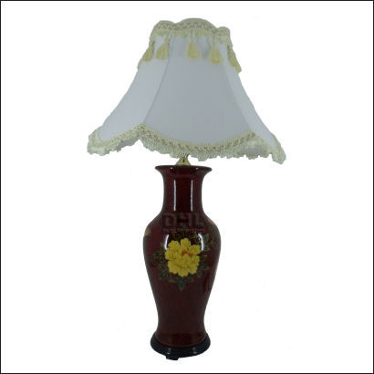 red bird and flower table lamp with shade