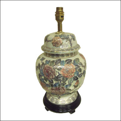 pearl temple jar table lamp with flowers