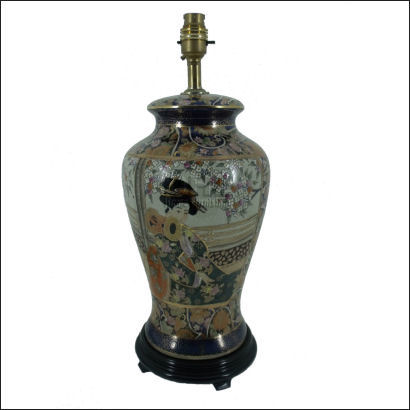 fish tail table lamp with oriental ladies