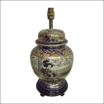 temple jar table lamp with oriental ladies