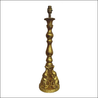 gold candlestick table lamp with elephants
