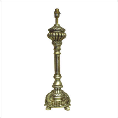 silver round base candlestick table lamp