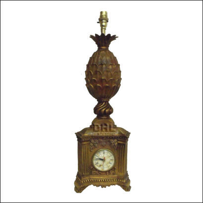 dark gold candlestick table lamp with clock