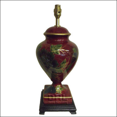 red bird and flower square base vase style table lamp