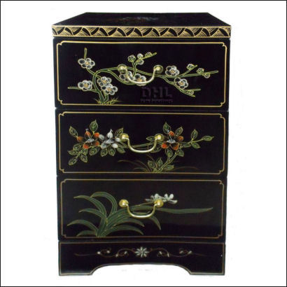 black-oriental-bird-and-flower-bedside-cabinet-front-view