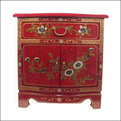 red-oriental-bird-and-flower-bow-front-bedside-cabinet-front-view