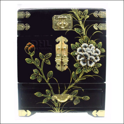 black-oriental-bird-and-flower-jewellery-box-front-view