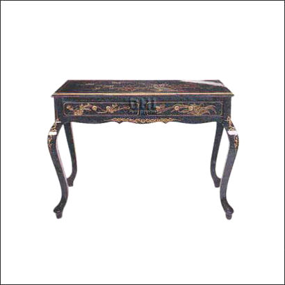 black oriental bird and flower hall table front view