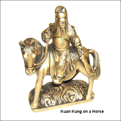 gold resin oriental kuan kung on a horse