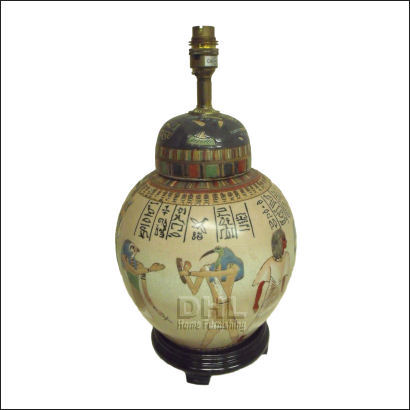 sand ginger jar table lamp with egyptian figures