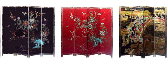 A range of Oriental room dividers